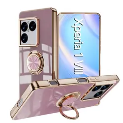 MagSafe Magnetic 360° Ring Electroplated Shockproof Phone Case with Soft Silicone Bumper - Sony Xperia 1 VIII (PURPLE)