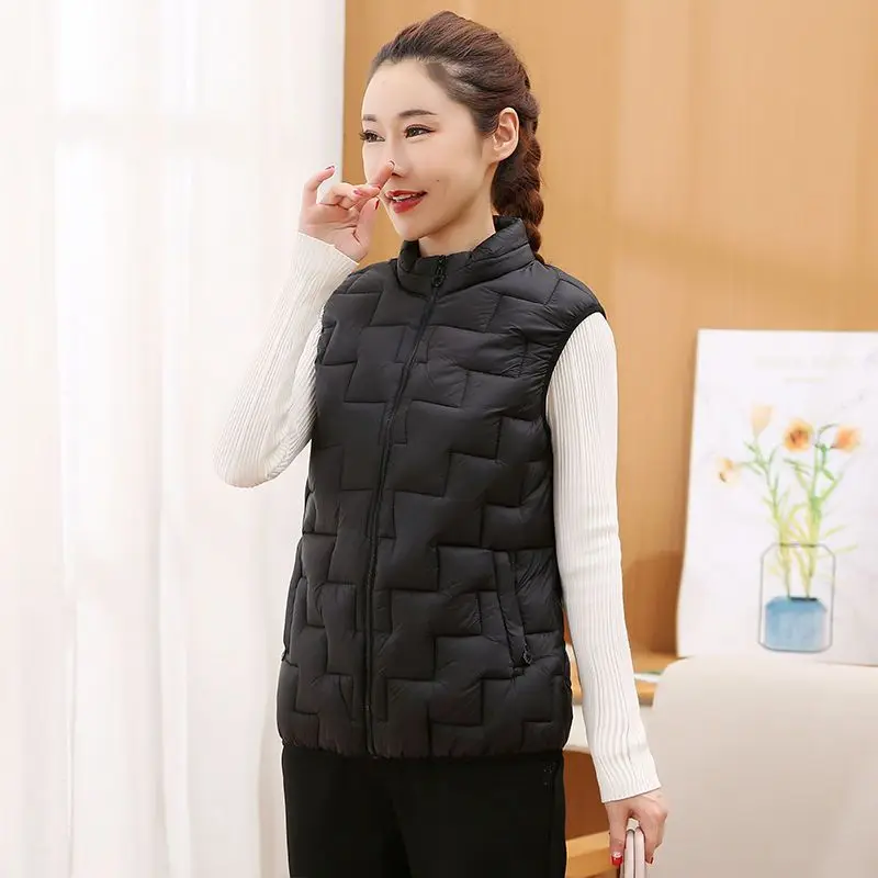 2023 Spring Autumn Women Ultra Light White Duck Down Vest Casual Female Warm Slim Sleeveless Waistcoat Outwear Tops