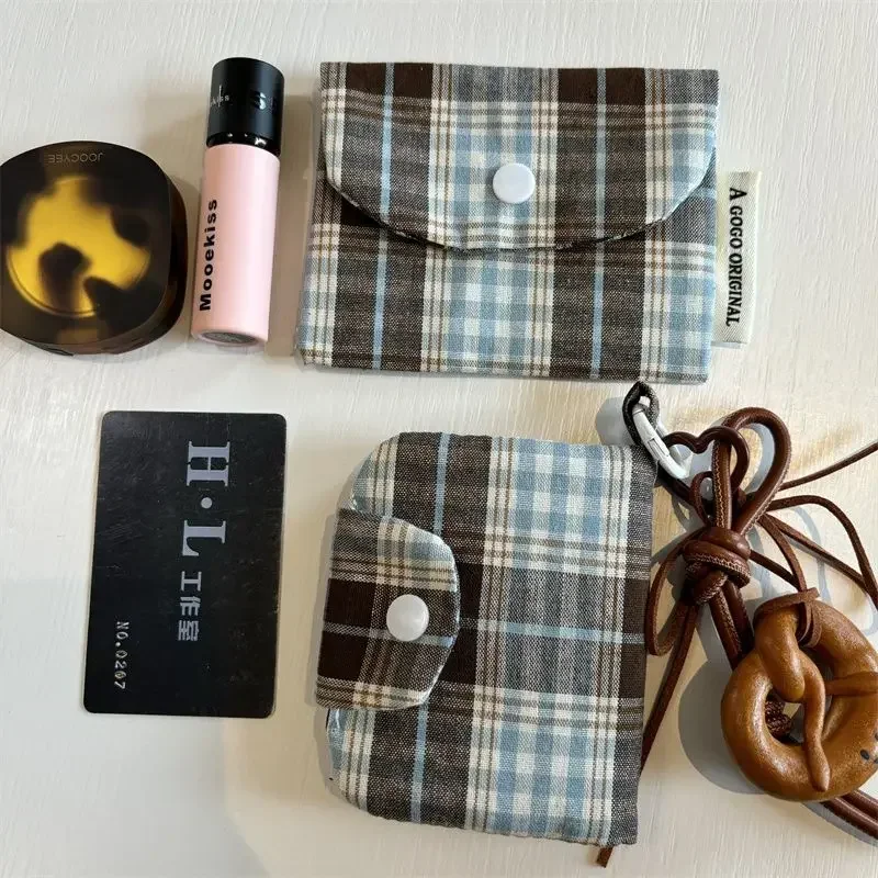 Photocard Holder Card Holder 1 Pc Dark Coffee Plaid Card Purse for Kids Girl Fashion Student Mini Photocard Wallet ID Bank Card Wallet Retro Organizer