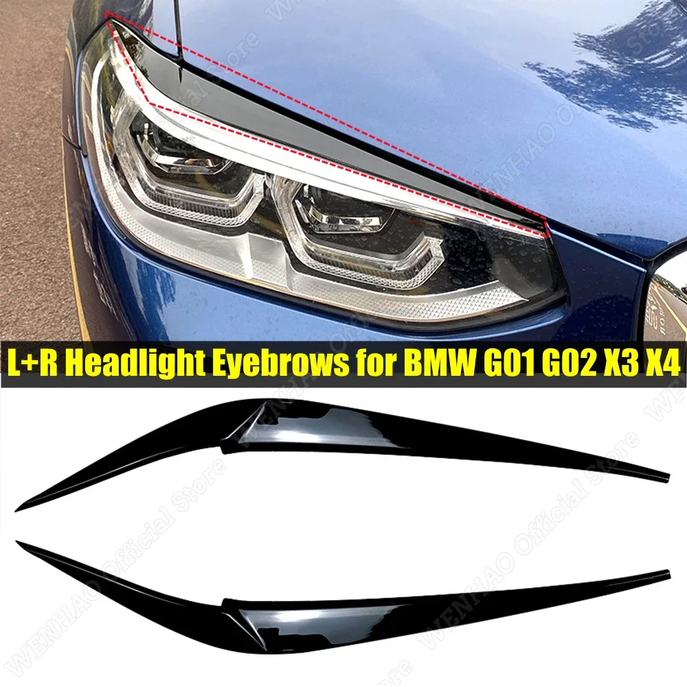 2pcs For BMW X3 F25 X4 F26 Headlight Eyelids Eyebrows Body Kit Sticker  Tuning 2014 2015 2016 2017 2018 Gloss Black ABS Plastic - AliExpress