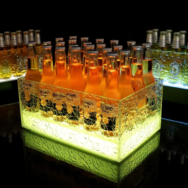 Bar KTV commercial beer frame luminous ice bucket PC plastic wine barrel creative LED color light charging champagne bucket