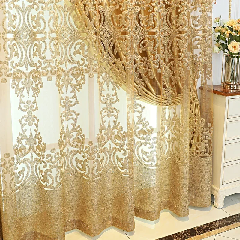 Living Dining Room Bedroom Curtains High-end Luxury European Embroidery Gold Door Window Room Decor Customize
