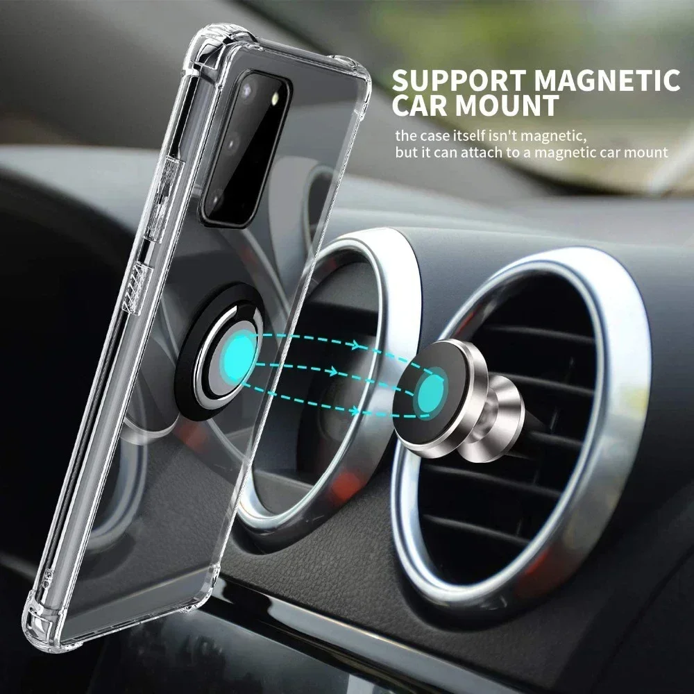 Transparent Silicone Case with Magnetic Ring Stand and Shockproof Airbag Protection
