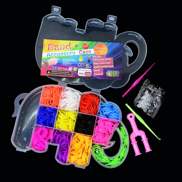 600/1500 Colored Rubber Band Bracelet Making Kit Rubber Band Filling Kit  Children Bracelet Knitting Kit