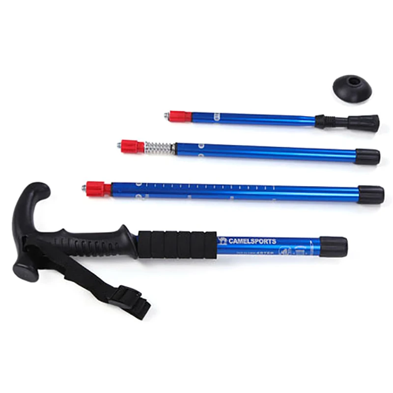 4-Section Outdoor Walking Stick Portable Telescopic Trekking Pole Anti Skid Aluminium Alloy Cane Elderly Camping Climbing Stick 3