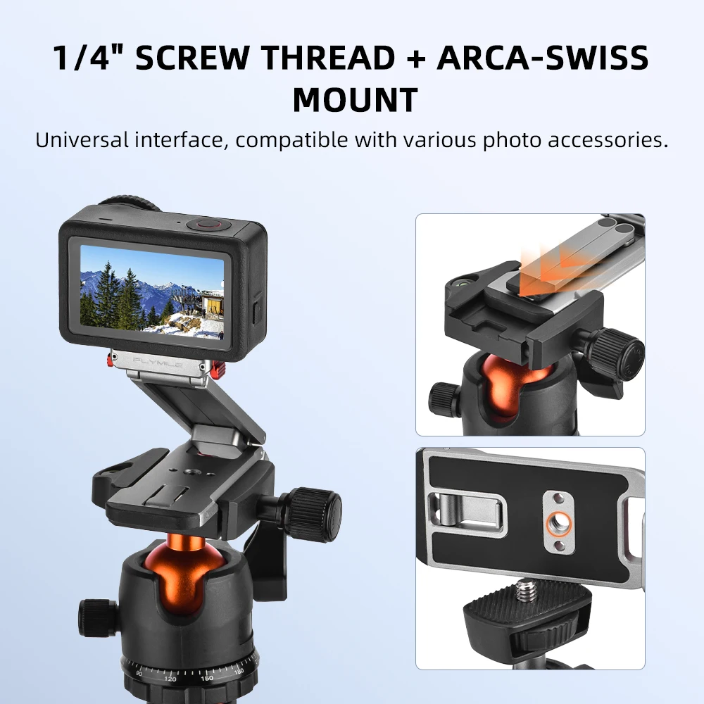 Flymile Action 6 Schnellwechsel-Stativbasis mit 1/4 Zoll Schraubenloch, Karabiner, faltbare magnetische Halterung für DJI OSMO Nano Zubehör – Detail 6