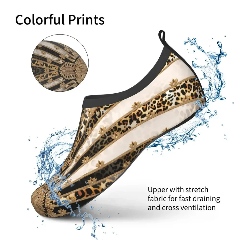 Leopard Women Summer Water Kayaking Shoes Couple Beach Sneakers Barefoot Floral Flats For Swimming Sock Aqua
