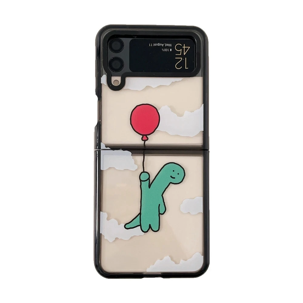 

Black Border Acrylic Dinosaur Phone Case for Samsung Galaxy Z Flip 5 4 3 Back Cover for ZFlip3 ZFlip4 ZFlip5 Hard Case Shell