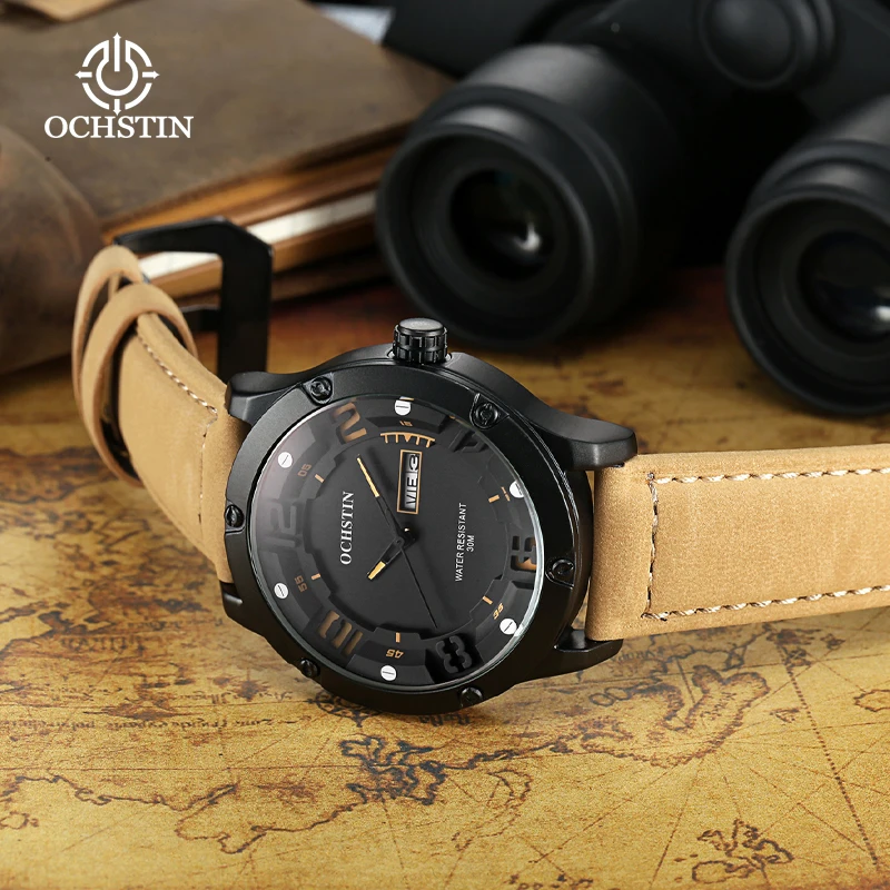 ochstin hot model 2024 pilot series fashion gorgeous multi-function double calendar quartz movement watch men's quartz watches