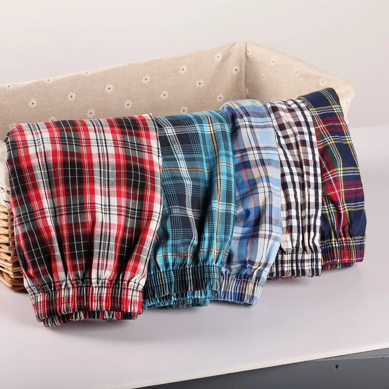 3pcs/lot Mens Underwear Boxershorts Men Boxers Shorts Casual Cotton Sleep Underpants Plaid Loose Arrow Panties Male Sexy Briefs