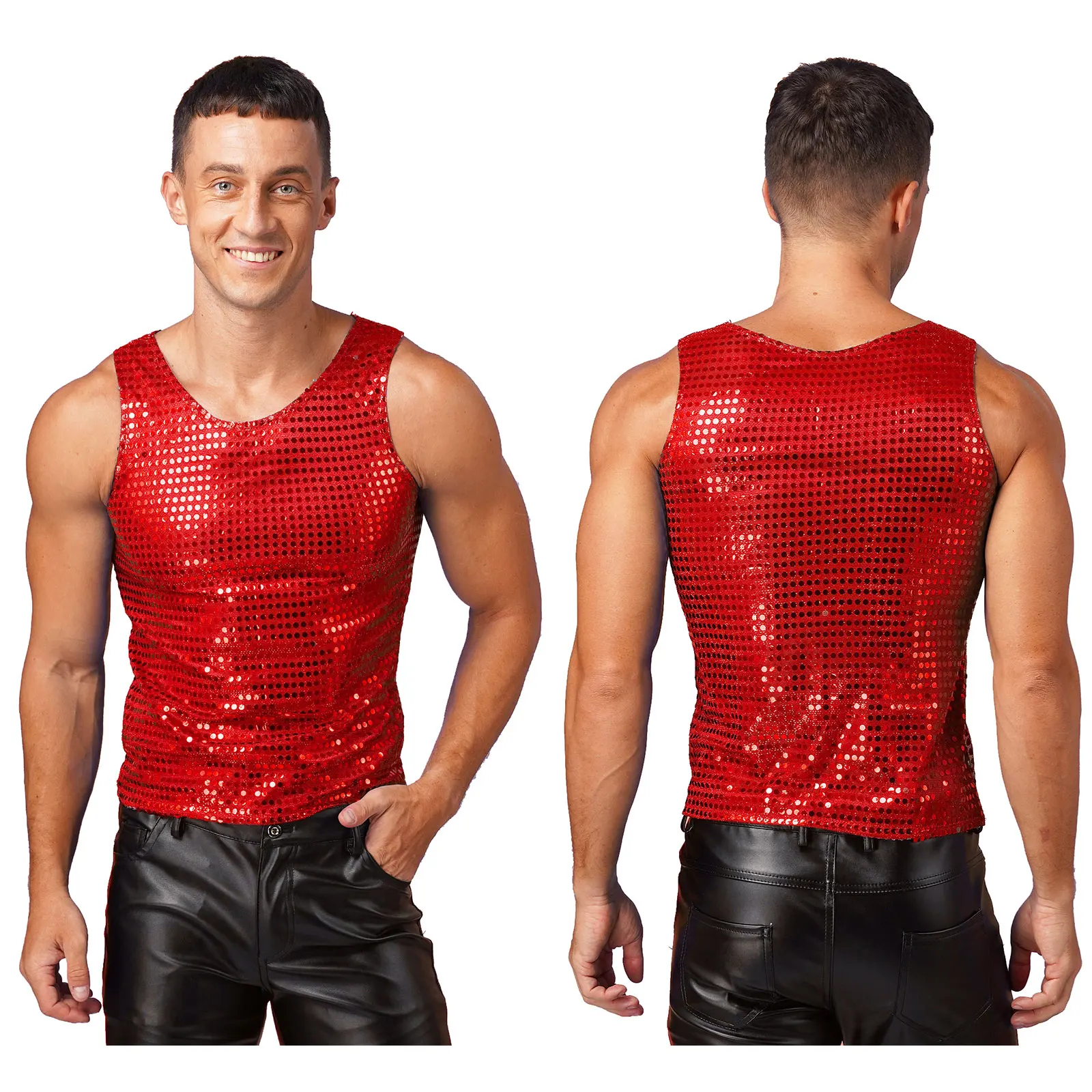 thumbnail image 1 of Camiseta de baile moderno de Jazz con lentejuelas brillantes para hombre, Tops con cuello redondo, camisetas de manga corta para actuaciones, disfraces para festivales y discotecas, 1 of 5