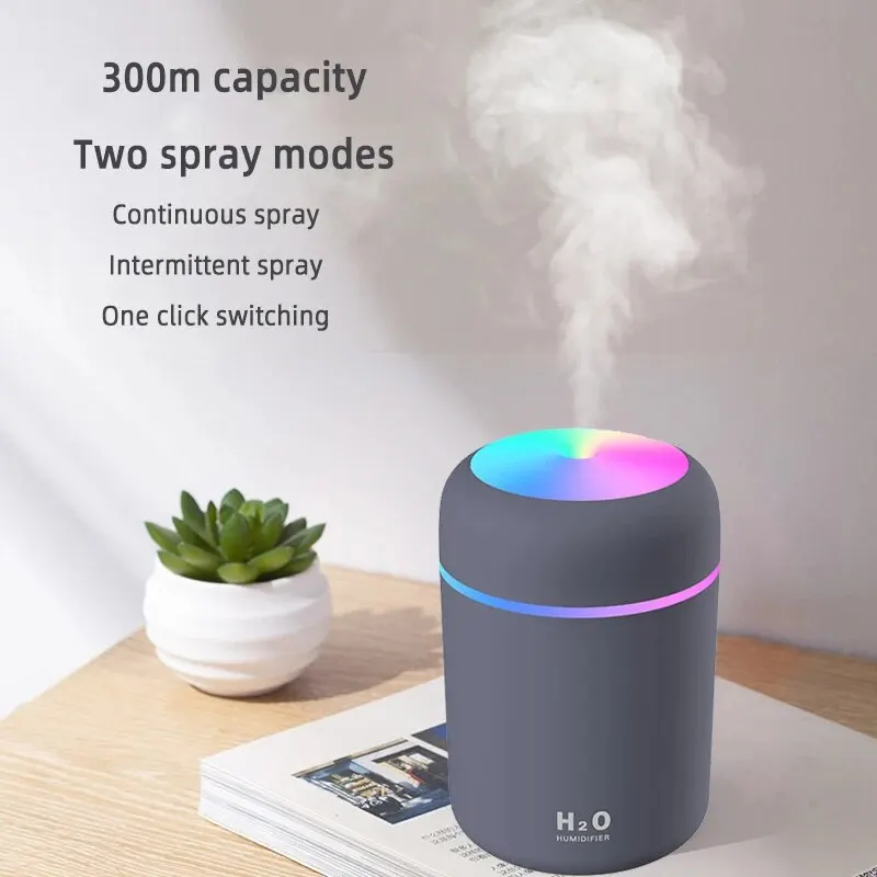 Air Humidifier 1PC 300ML Colorful Atmosphere Light Mute Humidification Mini Creative Cup Desktop Home Car
