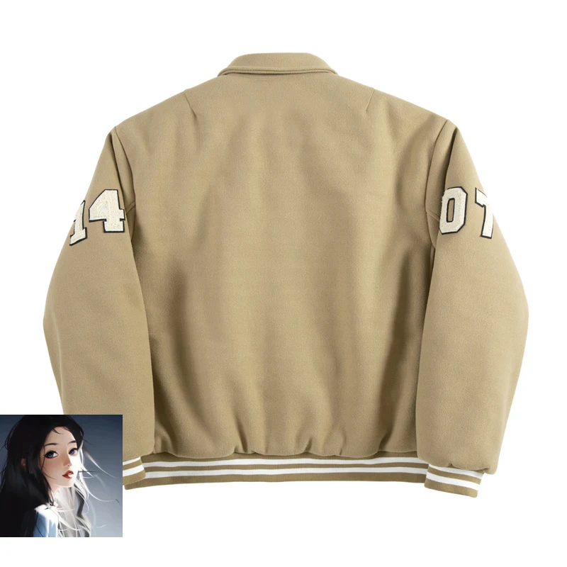 MADNESS MDNS Embroidery Wheat Ears Label Baseball Jacket Men Women High Quality Sleeve Embroidery Towel 7 14 Number Logo Coat