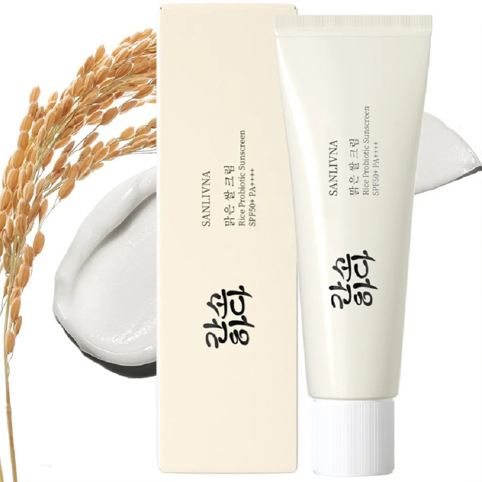 Rice Facial Sunscreen Cream SPF50+ UV Protection Blue Light Oil Control Moisturizing 50ml