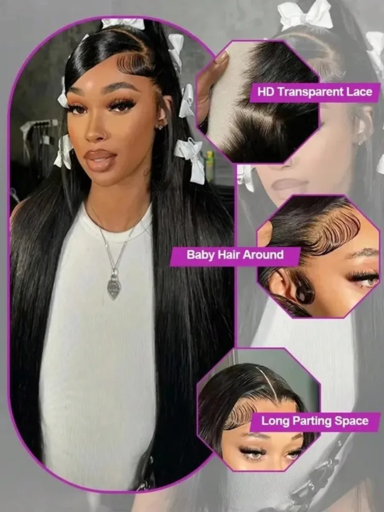 40 Inch 13x4 13x6 Bone Straight Lace Front Wigs Human Hair Lace Frontal Wig For Women Remy Hair Preplucked With Baby Hair