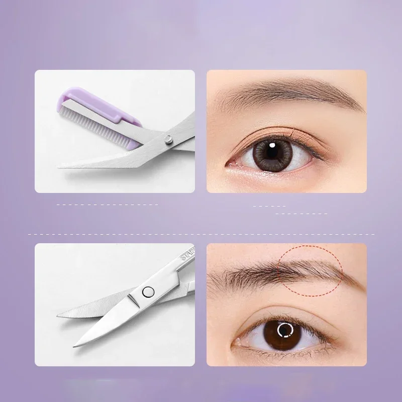 Private Label 3Pcs/Set Makeup Tools Portable Eyebrow Trimming Set Eyebrow Razor Eyebrow Scissors with Comb 5