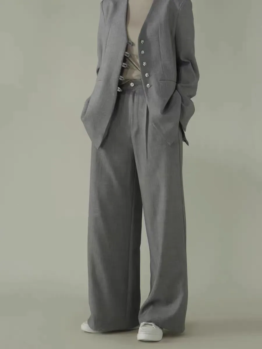 Linen small suit women's one button three piece vest professional suit set straight leg wide leg pants 24 spring/summer new styl 6