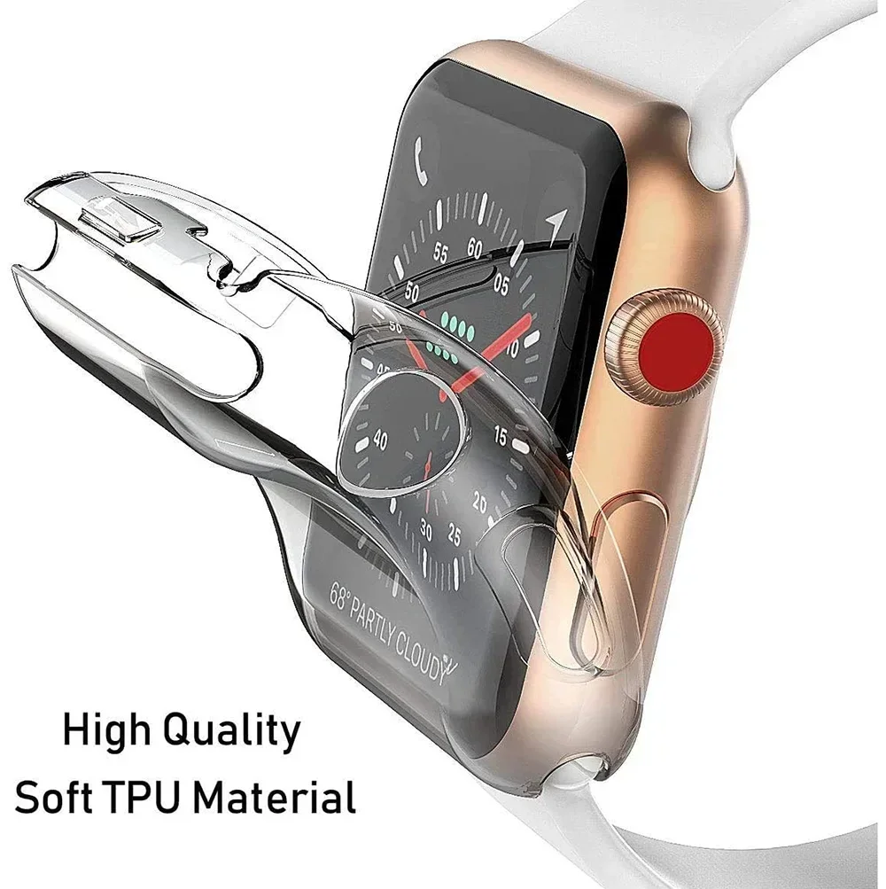 TPU Cover For Apple Watch Band Series 8 7 6 5 4 SE 44mm 40mm iwatch 3 38/42mm Accessories Bumper Screen Protector Case 41mm 45mm