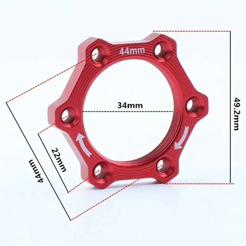 Adattatore flangia mozzo filettato ruota per bici da bicicletta da 44 mm Base rotore disco freno Mozzo bici Conversione blocco centrale Adattatore a 6 fori  18