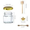 1.5 Oz Hexagon Mini Glass Honey Jars With Wood Dipper, Bee Pendants And Jutes, For Baby Shower, Wedding Favors, Party Favors 2