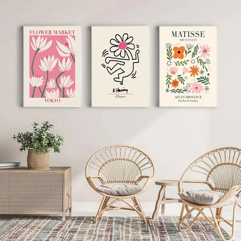 Matisse 포스터 추상 캔버스 회화 키스 벽 아트 꽃 시장 포스터와 지문 거실 사진 홈 장식
