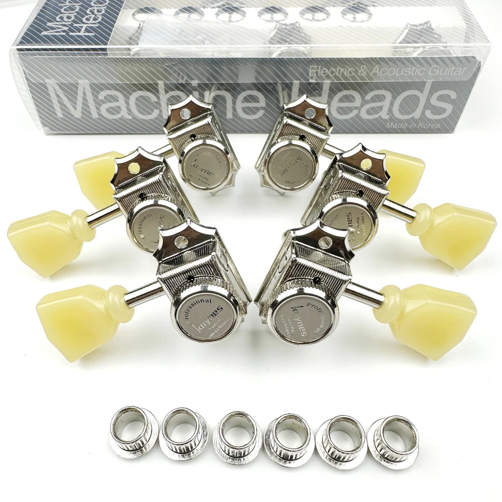 Vintage Deluxe Locking Electric Guitar Machine Heads Tuners For LP SG Guitar Lock String Tuning Pegs Nickel 1 Set 3R3L