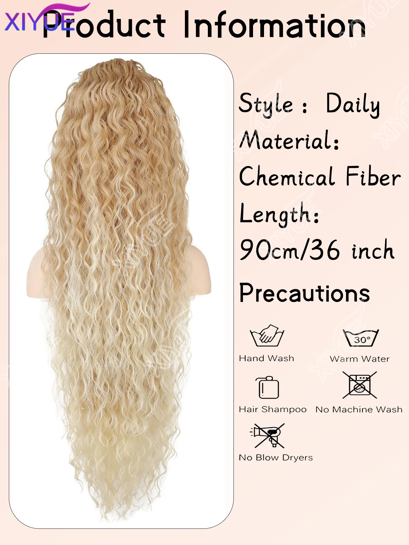 XY 36inch Synthetic Corn Wavy Long Ponytail Hair Extension wig Kinky Curly Thick Clip In Drawstring Ponytail On Hair accessory