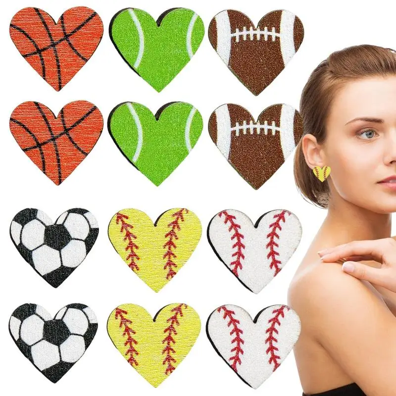 

Женские серьги в форме сердца для регби, 6 пар, винтажные очаровательные и уникальные серьги ручной работы для девушек