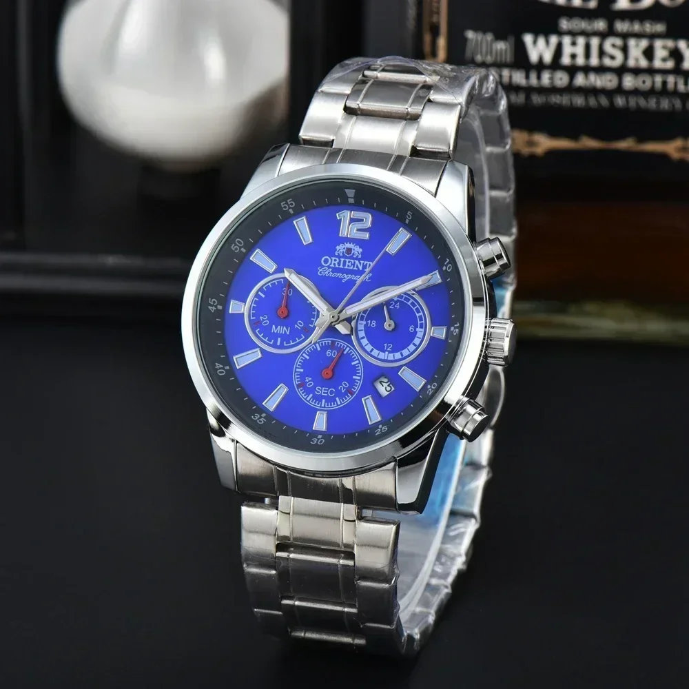 

Top AAA Original Orient Watches Mens Business Full Stainless Steel Automatic Date Watch Luxury Chronograph Sport Quartz Clock