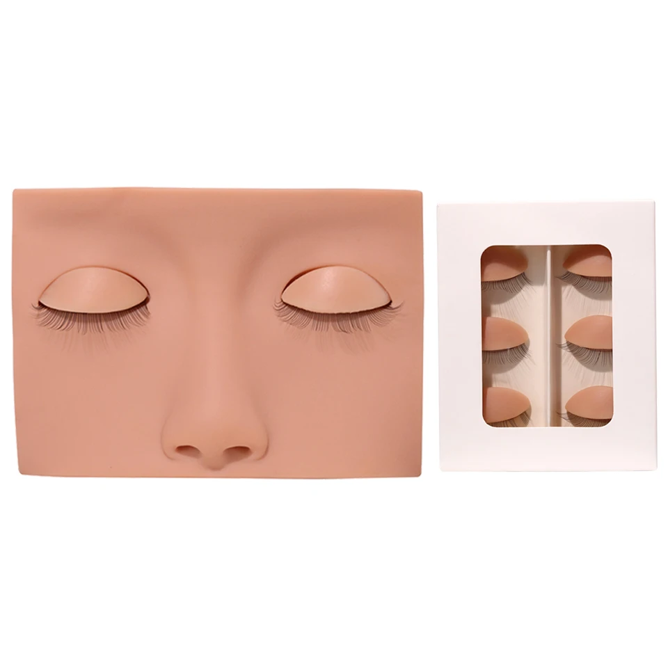 Description Picture 4 of itemEyelash Extension Silicone Practice Mannequin Model Head Replacement Eyelids Beginner Training Head Pads Facial Lash Makeup Tool