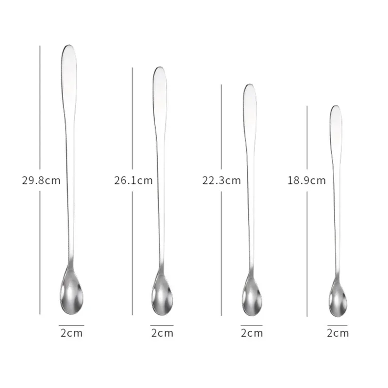 Long Handle Stainless Steel Coffee Spoons Tea Milk Ice Cocktail Wine Stirring Teaspoon Mini Scoops Utensils for Kitchen