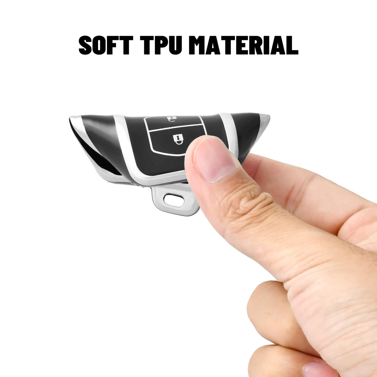 Premium TPU Car Remote Key Case Cover for Keyless Entry Fobs, 2-Button Design