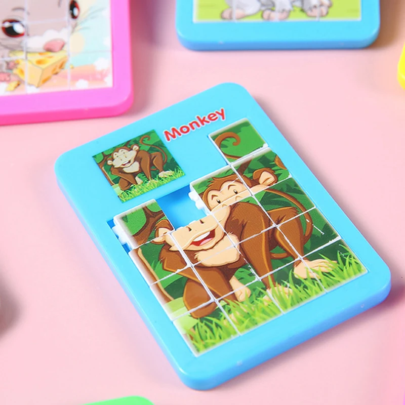 Animal Jigsaw Puzzles 5pcs/bag 16frame Cartoon Animal Puzzle Sliding Puzzle Flat Intellectual Toy Kids Birthday Party Favors