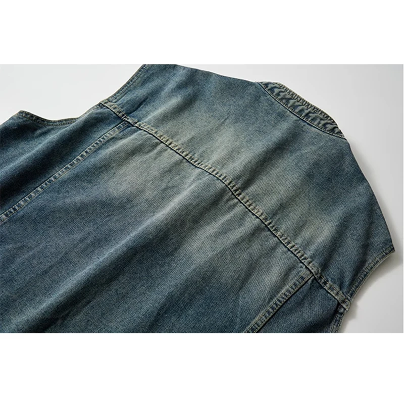New Mens  Women's Denim Vests Casual Fashion Faux Old Stand-up Collar Button Denim Sleeveless Tops Vests