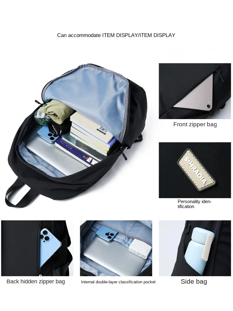 Schoolbag Boys Middle School Students Backpack Commuter Computer Backpack Large Capacity Men's Casual Short-Distance Travel Bag
