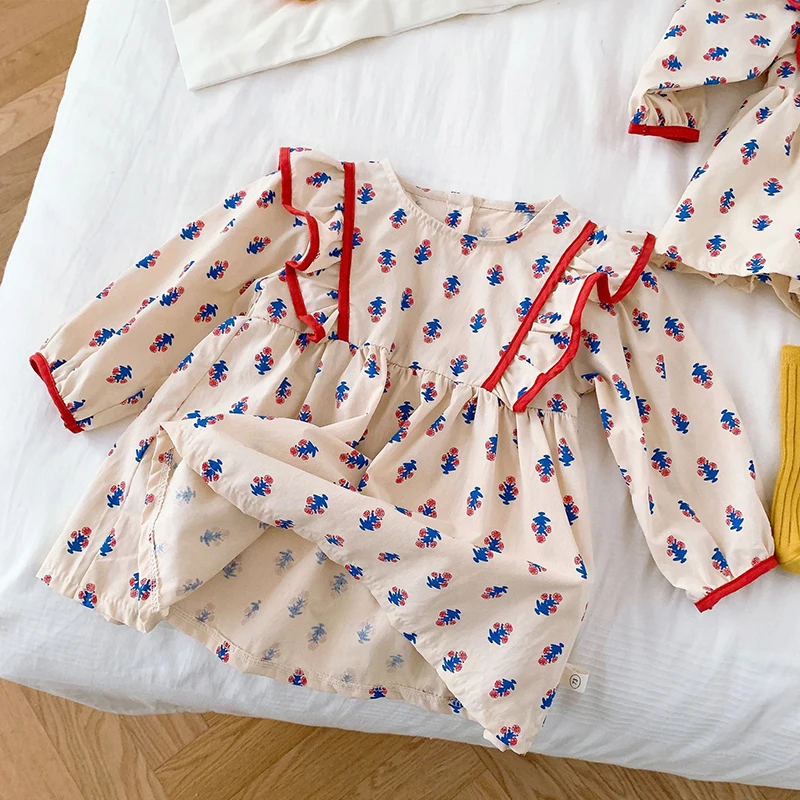 Girls Long Sleeved Floral Baby Bodysuit Dress