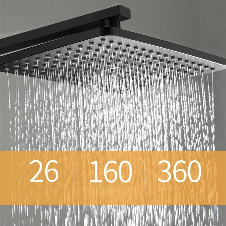 KEMAIDI Black Gold Shower Faucet Set Bathtub  4-way Mixer  Tap with Bidet and Shelf  Bathroom Rainfall Shower Systerm Wall Mount 3