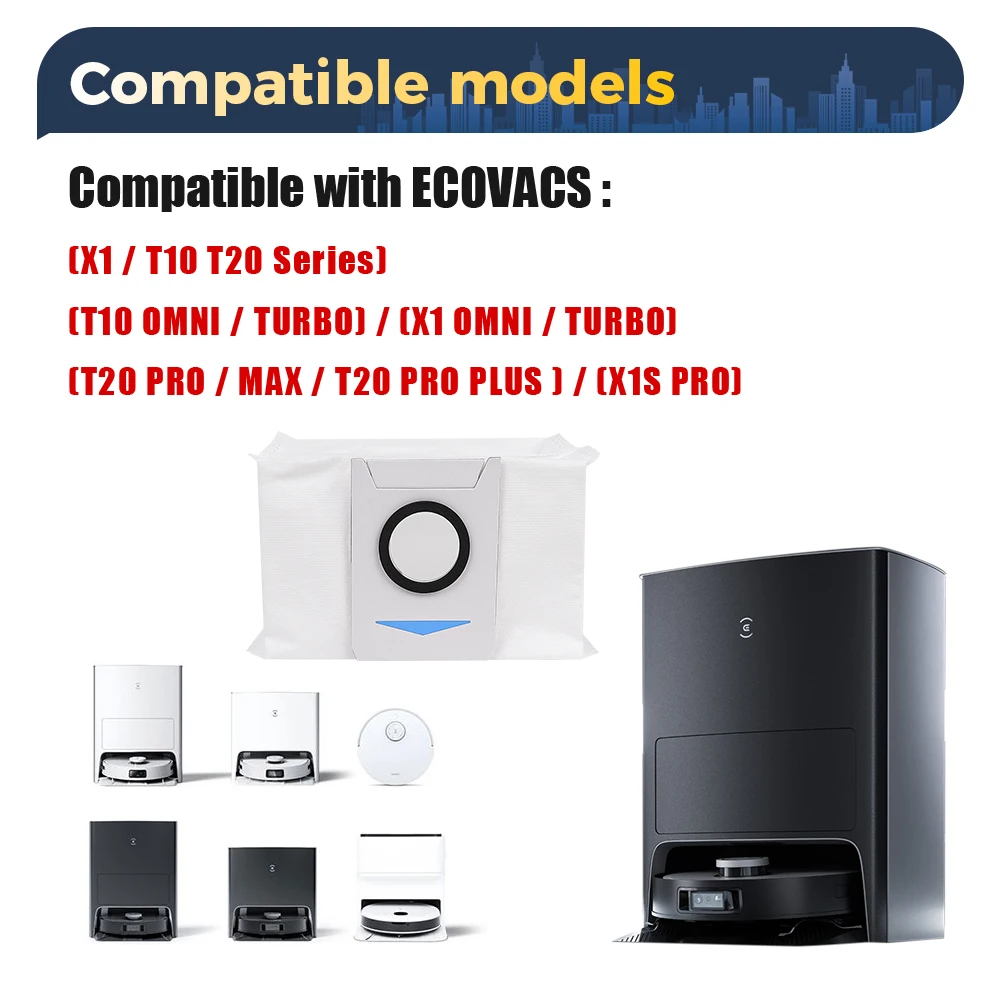 Dust Collection Bag Parts for Ecovacs Deebot X1 OMNI/TURBO/T10 OMNI/TURBO/T20 Pro Dustbin Garbage Bag Robot Vacuum Dust Bag Part - 2