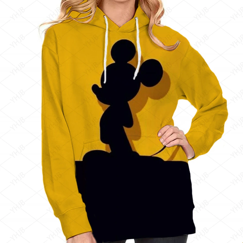 

Disney Minnie Mickey Mouse Print Sweatshirt Woman Hip Hop Loose Hooded Cartoon Print Hoodies Harajuku S-5xl Clothing