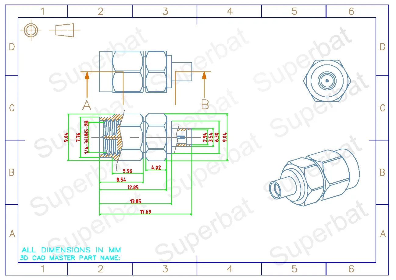 Superbat SMA-MMCX Coaxial Adapter SMA Male to MMCX Female Straight Gold-Plated RF Adapter for Electronic Components