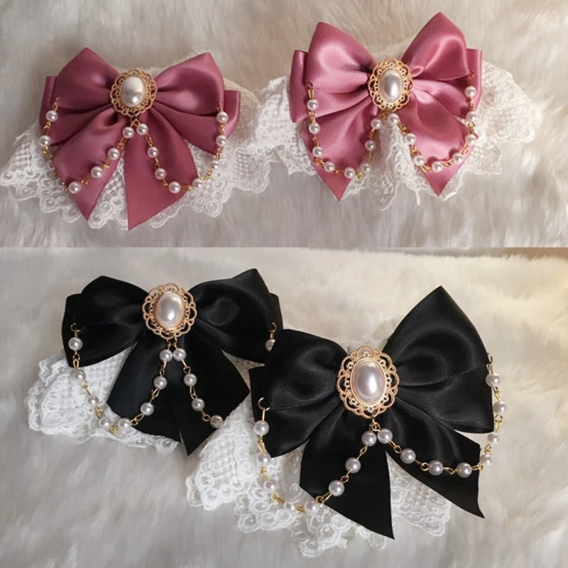 Japanese Lolita Hand Sleeve Wrist Cuffs cosplay wrist cuffs cosplay bracelet Sweet Ruffled Lace Multicolor Bowknot Maid Cosplay Bracelet for Wedding Party
