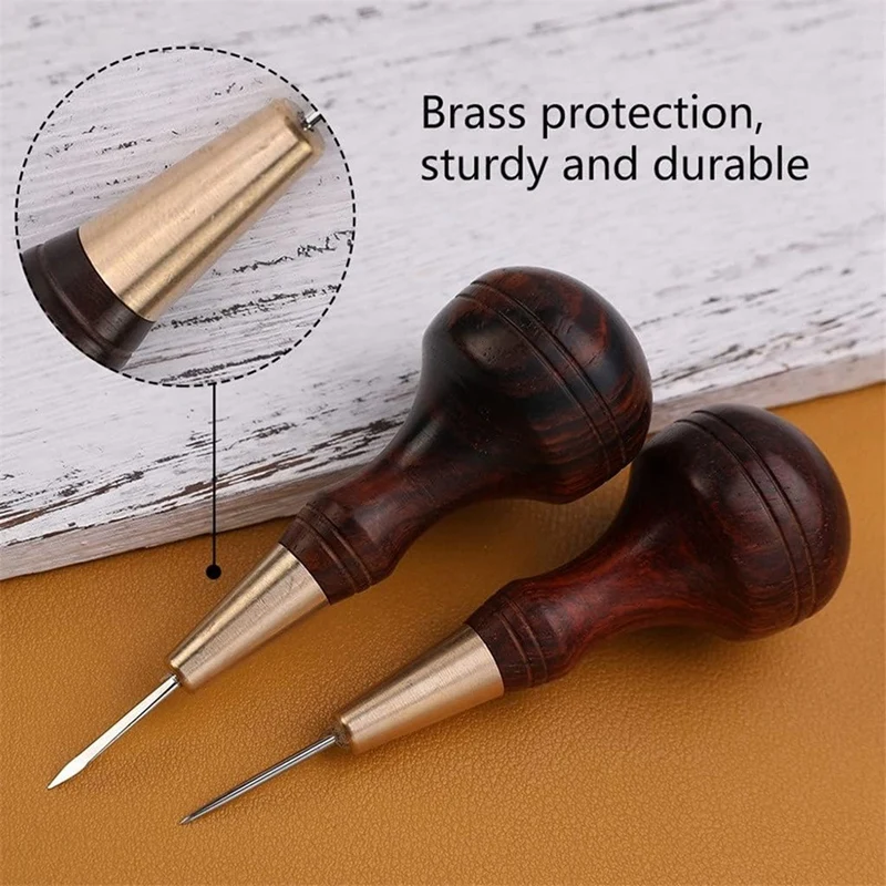 GEGE Handmade Leather Goods DIY Sandalwood Diamond Awl Rosewood Diamond Cone Leather Awl Cone