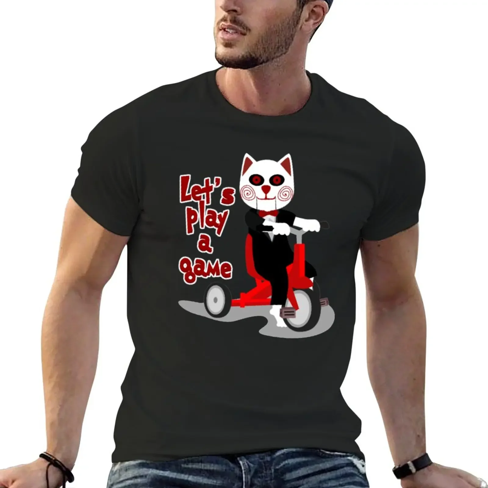 

Cat Creepy Saw Meow Horror Movie T-Shirt summer clothes tees sweat shirts tops plain white t shirts men