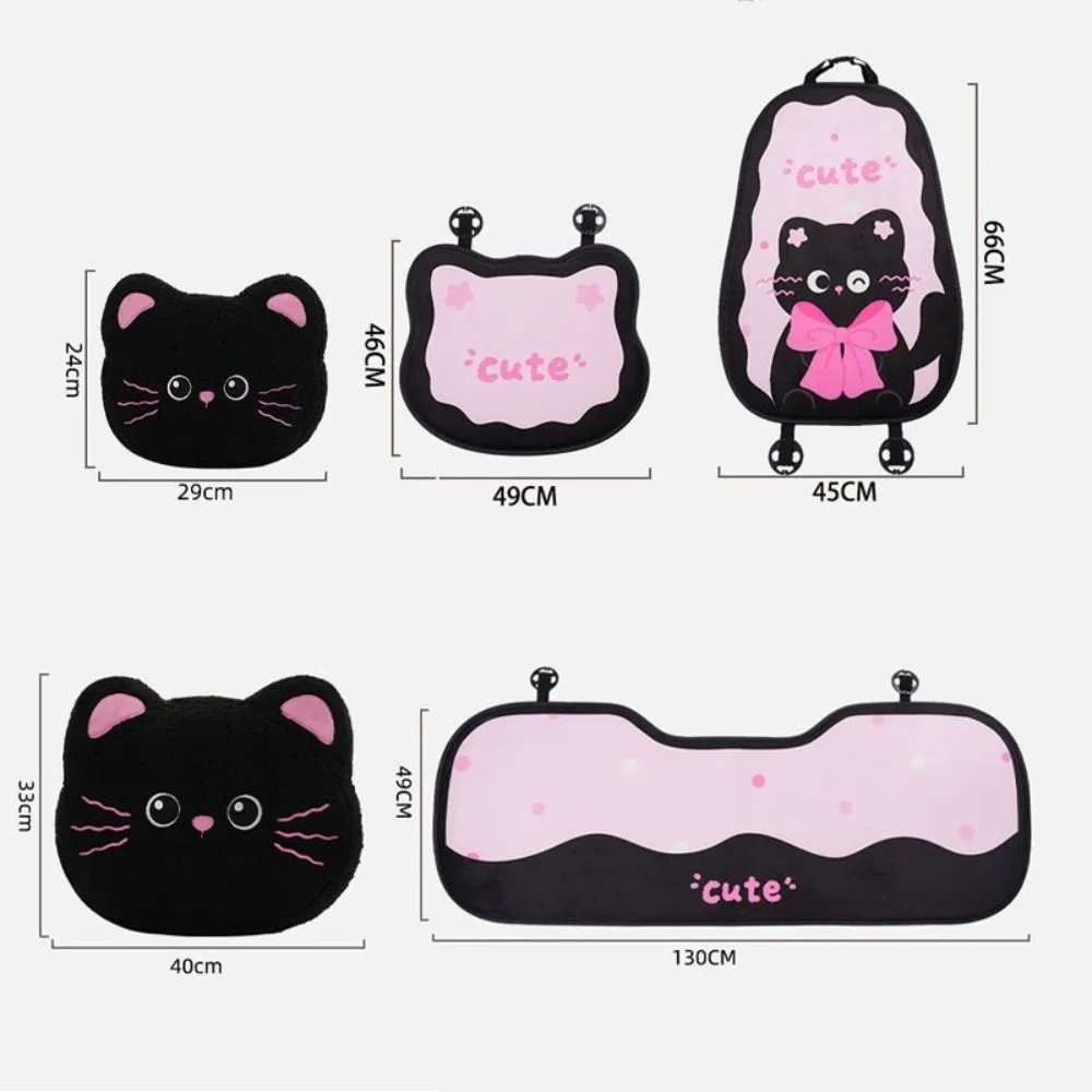 Adorable Cartoon Cat Plush Car Seat Cushion - Breathable, Non-Slip Backrest