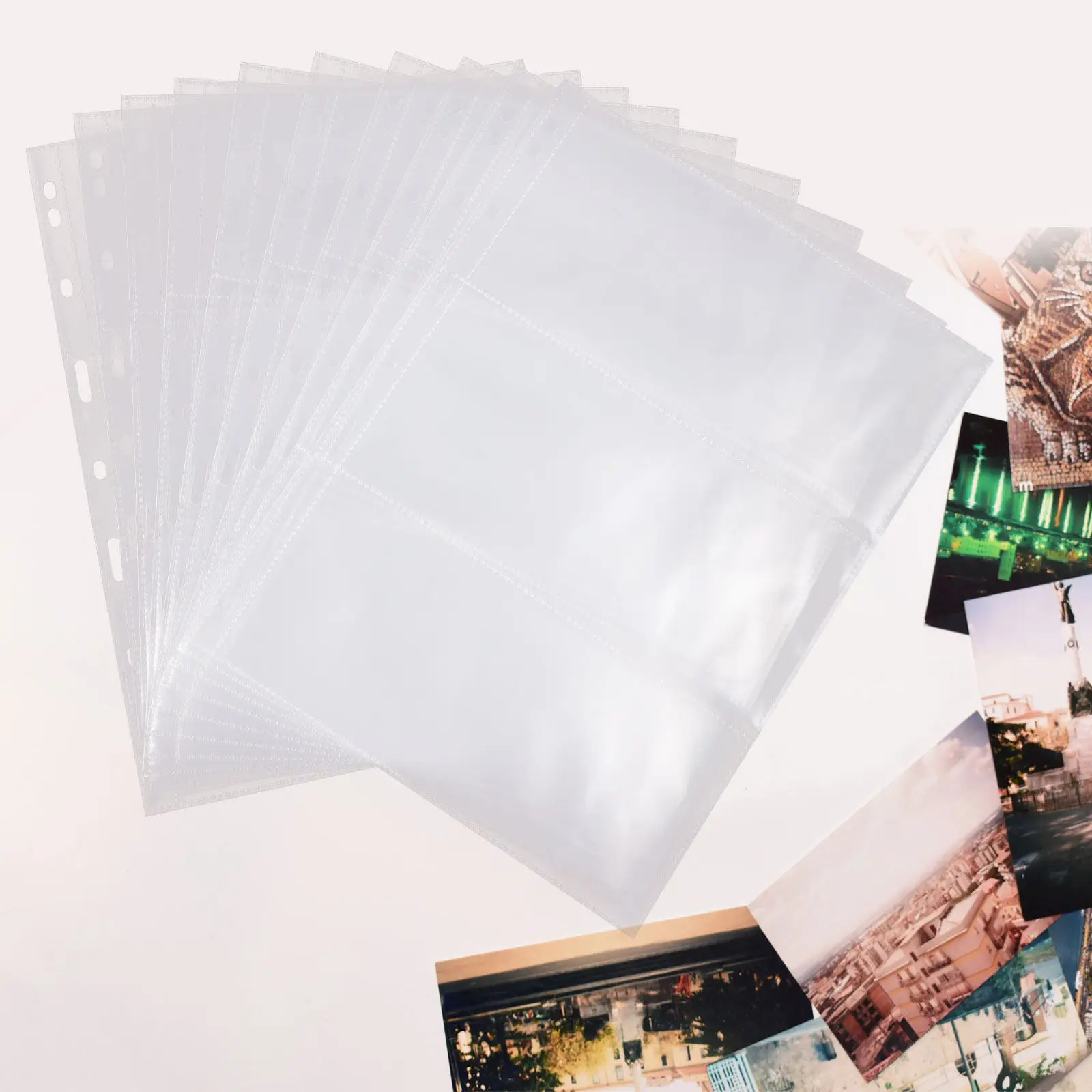 10Pcs 사진 앨범 페이지 루스리프 지폐 슬리브 지폐 카드 엽서 티켓 컬렉션을 위한 다기능 보관함