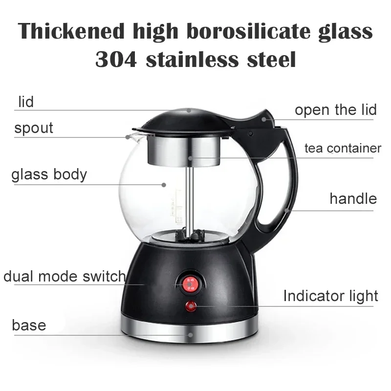 0.8L Household Automatic Steam Black Teapot Glass Multifunctional Electric Kettle Health Pot Boiling Teapot electric kettle glass tea maker