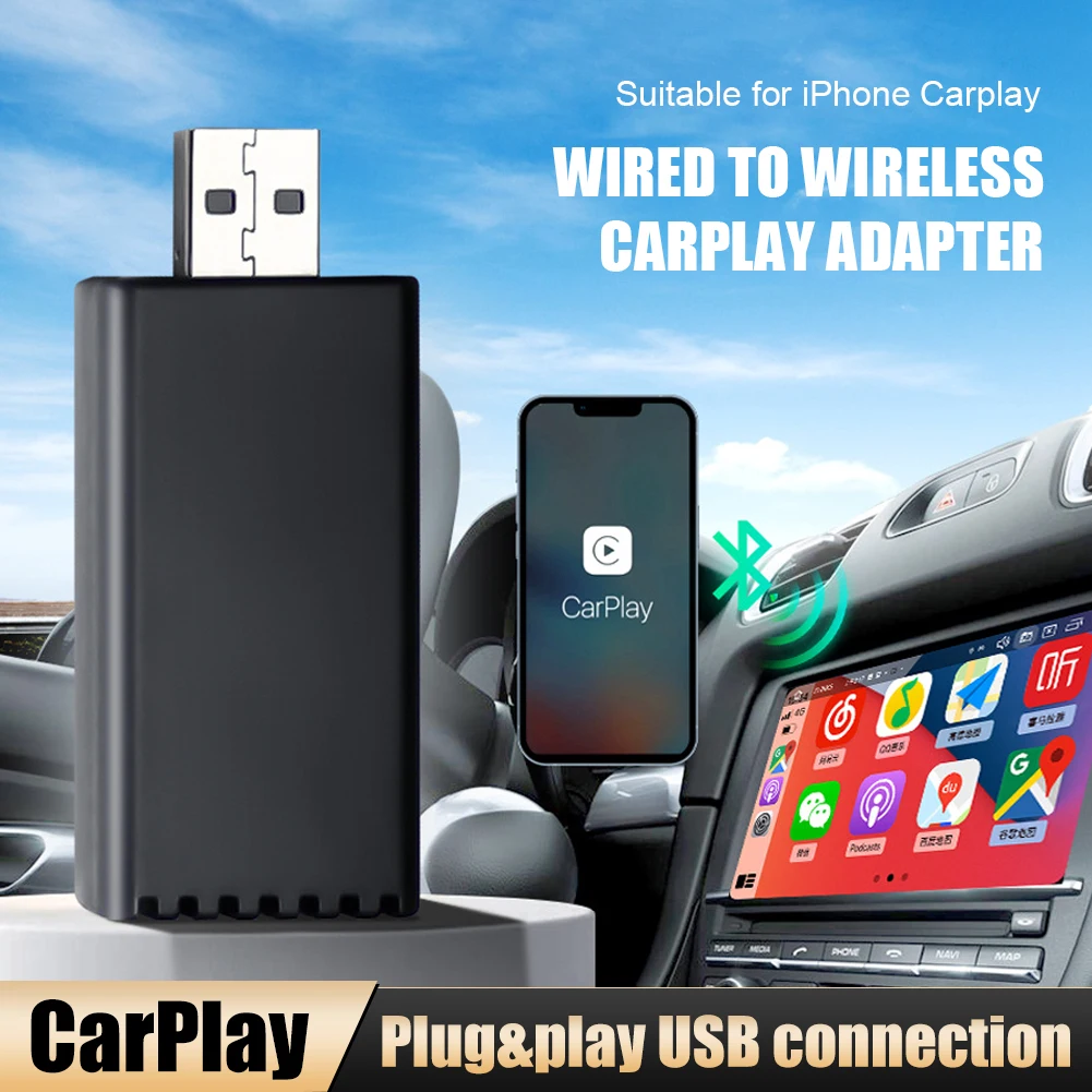 Caja Inteligente De Ia Adaptador inalámbrico CarPlay para Android e iOS  cableado a Dongle inalámbrico Carplay de 5GHZ