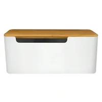 Cable Management Box with Bamboo Lid for Extension Cord Power Stripe Surge Protector Wire Concealer Organizer Cover Hider 1