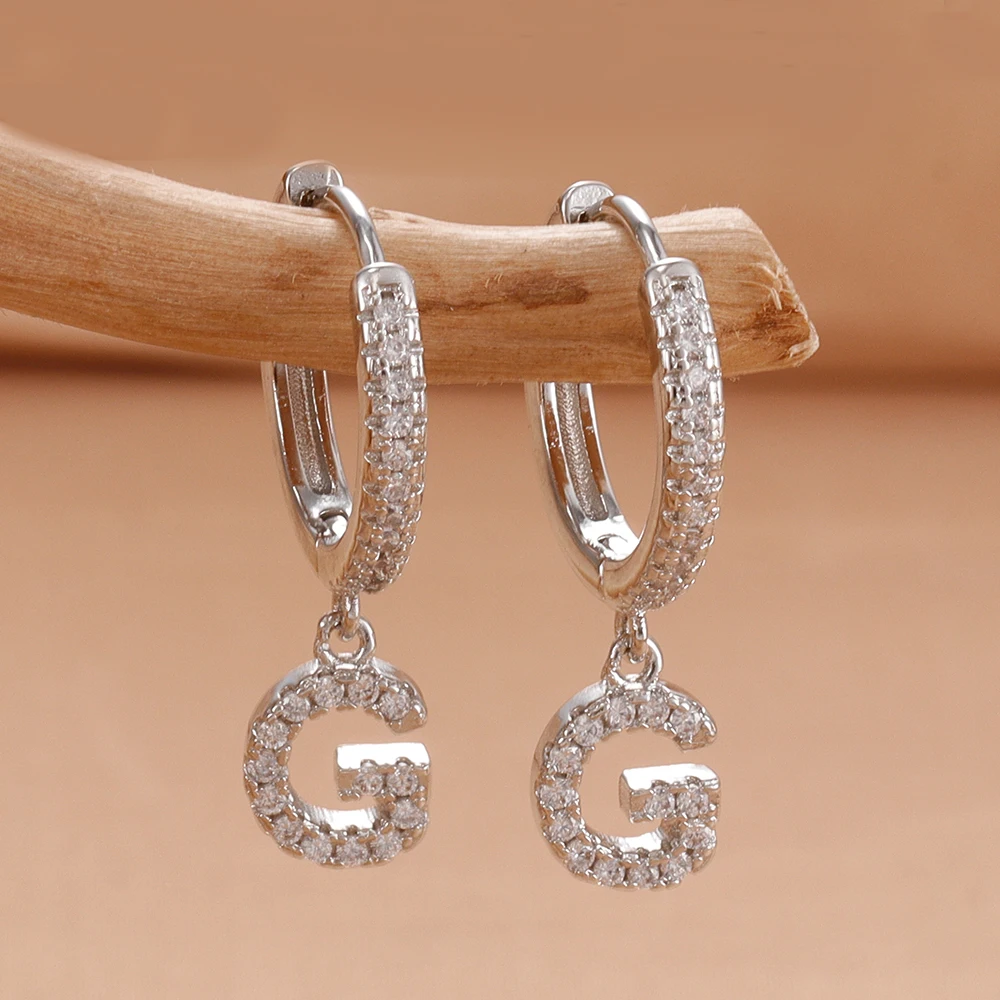 Nidin Hot Sale Initial A-Z Letters Mini Small Hoop Earrings Gold Color Zircon Jewelry Alphabet Fashion Christmas New Year Gift