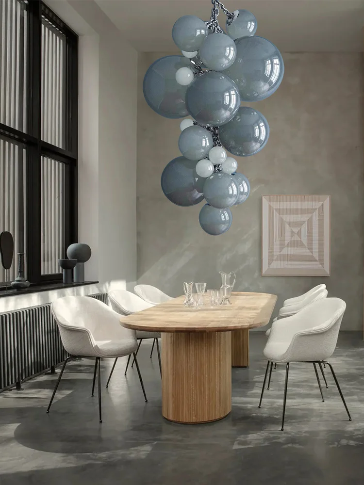 Purple Glass Grape Ball Art Ceiling Chandeliers Hanging Lamps Suspension Luminaire for Living Room